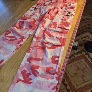 Riflessi pink camouflage Raver pants bondage straps wide leg adjustable 2XL
